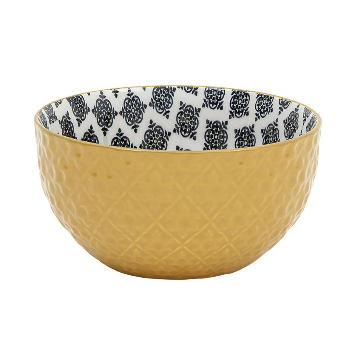 Vaisselle Et Accessoires De Table<Gifi Set 4 bols décor ethnique noir et blanc et support en bambou