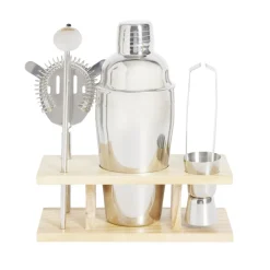 Vaisselle Et Accessoires De Table<Gifi Set à cocktail acier avec support bois 6 pièces