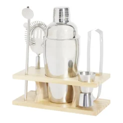 Vaisselle Et Accessoires De Table<Gifi Set à cocktail acier avec support bois 6 pièces