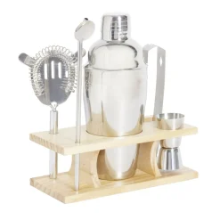 Vaisselle Et Accessoires De Table<Gifi Set à cocktail acier avec support bois 6 pièces