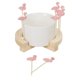 Gifi Set apéritif Aloha coupelle et pique flamant rose x 8| Vaisselle Et Accessoires De Table