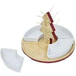 Gifi Set apéritif plateau bambou sapin Noël et coupelle x4| Vaisselle Et Accessoires De Table