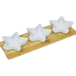 Gifi Set apéritif plateau bambou et coupelle étoile x3| Vaisselle Et Accessoires De Table
