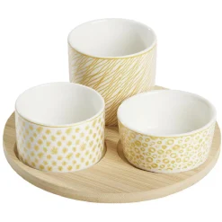 Gifi Set apéro plateau bambou Ø20cm et coupelle x3| Vaisselle Et Accessoires De Table