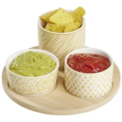 Gifi Set apéro plateau bambou Ø20cm et coupelle x3| Vaisselle Et Accessoires De Table