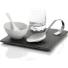 Gifi Set café gourmand ardoise et porcelaine blanche 5 pcs| Vaisselle Et Accessoires De Table