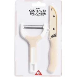 Préparation Culinaire<Gifi Set couteau et éplucheur inox et plastique - 3 modèles