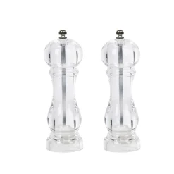 Gifi Set de 2 moulins poivre et sel gris transparent| Vaisselle Et Accessoires De Table