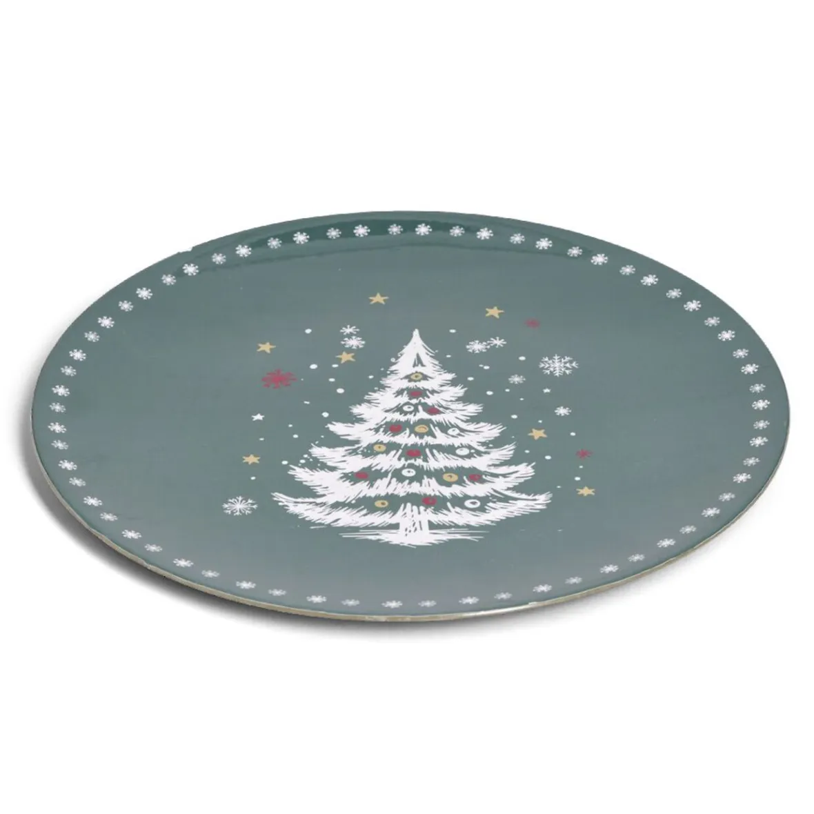 Vaisselle Et Accessoires De Table<Gifi Sous assiette rond vert motif sapin de Noël Ø33cm