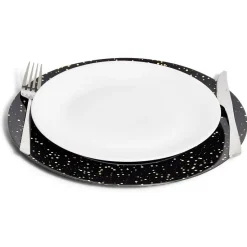 Gifi Sous assiette ronde noir et doré Ø33cm| Vaisselle Et Accessoires De Table