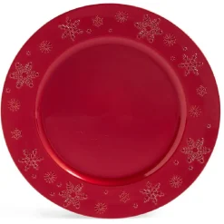 Gifi Sous assiette ronde rouge Ø33cm rebord flocon| Vaisselle Et Accessoires De Table