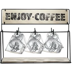 Gifi Support en métal avec 6 tasses expresso en verre| Vaisselle Et Accessoires De Table
