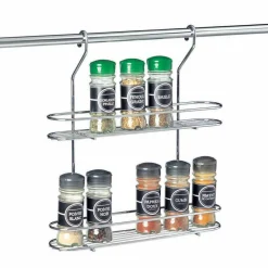 Rangement De Cuisine<Gifi Étagère à épices inox pour barre de crédence 2 niveaux