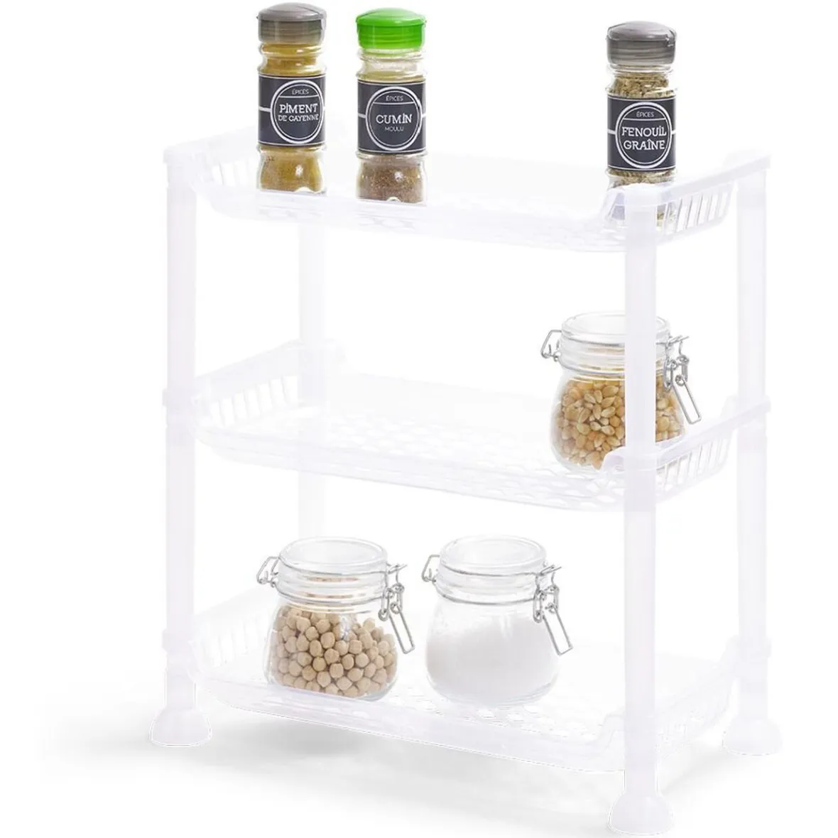 Rangement De Cuisine<Gifi Étagère à poser 3 niveaux plastique transparent 32,5x18xH.33,5cm