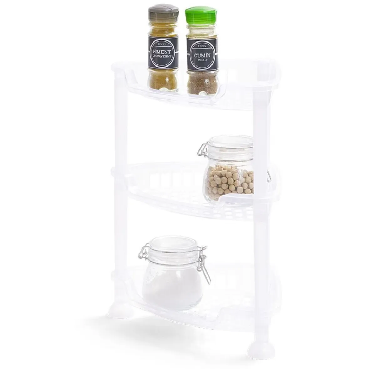 Rangement De Cuisine<Gifi Étagère d'angle à poser 3 niveaux plastique transparent 28x20xH.33,5cm