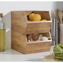 Rangement De Cuisine<Gifi Étagère superposable en bambou marron