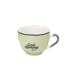 Gifi Tasse à café en porcelaine vert avec inscription "Good Morning" 22 cl| Vaisselle Et Accessoires De Table
