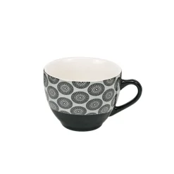 Gifi Tasse à café en porcelaine motif rosace noir blanc 22 cl| Vaisselle Et Accessoires De Table
