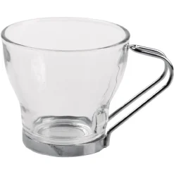 Gifi Tasse à café en verre et métal x 6| Vaisselle Et Accessoires De Table