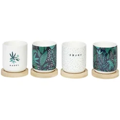 Gifi Tasse à expresso avec sous tasse bambou x4| Vaisselle Et Accessoires De Table