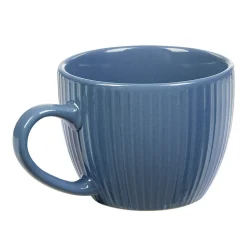 Gifi Tasse à expresso en faïence 10 cl bleu et rainures verticales relief| Vaisselle Et Accessoires De Table