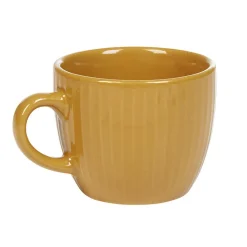 Gifi Tasse à expresso faïence jaune moutarde et rainures verticales relief| Vaisselle Et Accessoires De Table