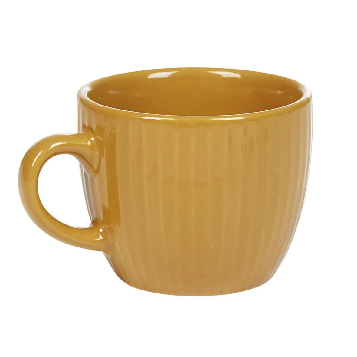 Gifi Tasse à expresso faïence jaune moutarde et rainures verticales relief| Vaisselle Et Accessoires De Table