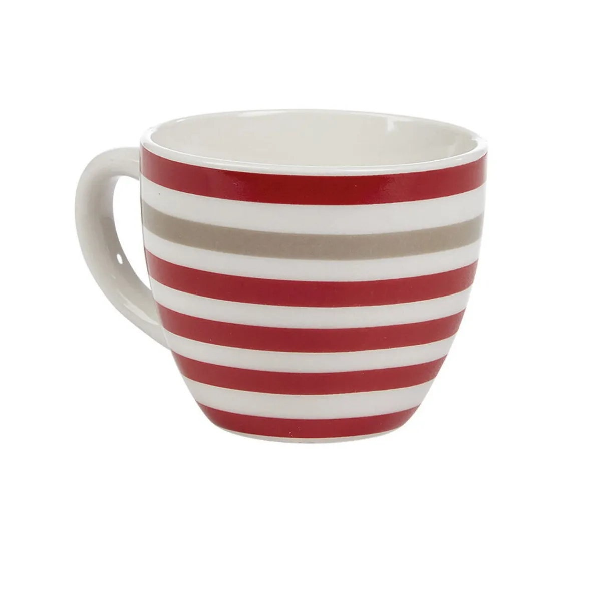 Gifi Tasse à expresso porcelaine blanc à rayures rouge gris 9 cl| Vaisselle Et Accessoires De Table