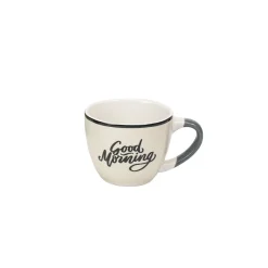 Gifi Tasse à expresso porcelaine vert avec inscription "Good Morning" 9 cl| Vaisselle Et Accessoires De Table