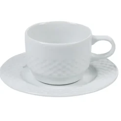Gifi Tasse à thé blanche aile damassée| Vaisselle Et Accessoires De Table