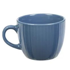 Gifi Tasse en faïence 23 cl uni bleu avec rainures verticales en relief| Vaisselle Et Accessoires De Table