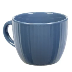 Gifi Tasse en faïence 23 cl uni bleu avec rainures verticales en relief| Vaisselle Et Accessoires De Table