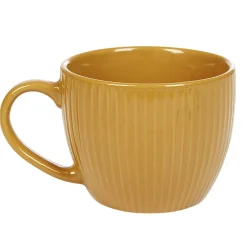 Gifi Tasse en faïence 23 cl uni jaune moutarde rainures verticales relief| Vaisselle Et Accessoires De Table
