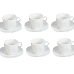 Gifi Tasse et sous tasse porcelaine blanc x6| Vaisselle Et Accessoires De Table