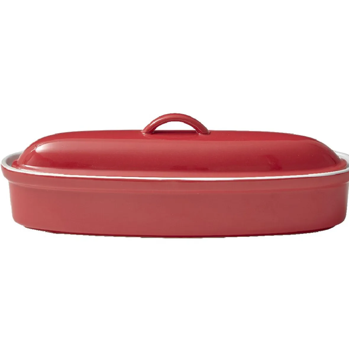 Cuisson<Gifi Terrine avec couvercle ovale rouge et blanche