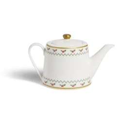 Gifi Theière de Noël 1,2L blanche et dorée motifs houx| Vaisselle Et Accessoires De Table