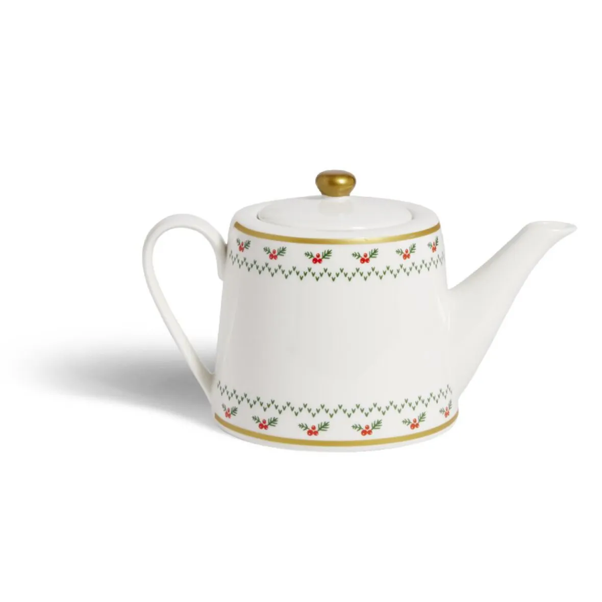 Gifi Theière de Noël 1,2L blanche et dorée motifs houx| Vaisselle Et Accessoires De Table