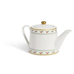 Gifi Theière de Noël 1,2L blanche et dorée motifs houx| Vaisselle Et Accessoires De Table