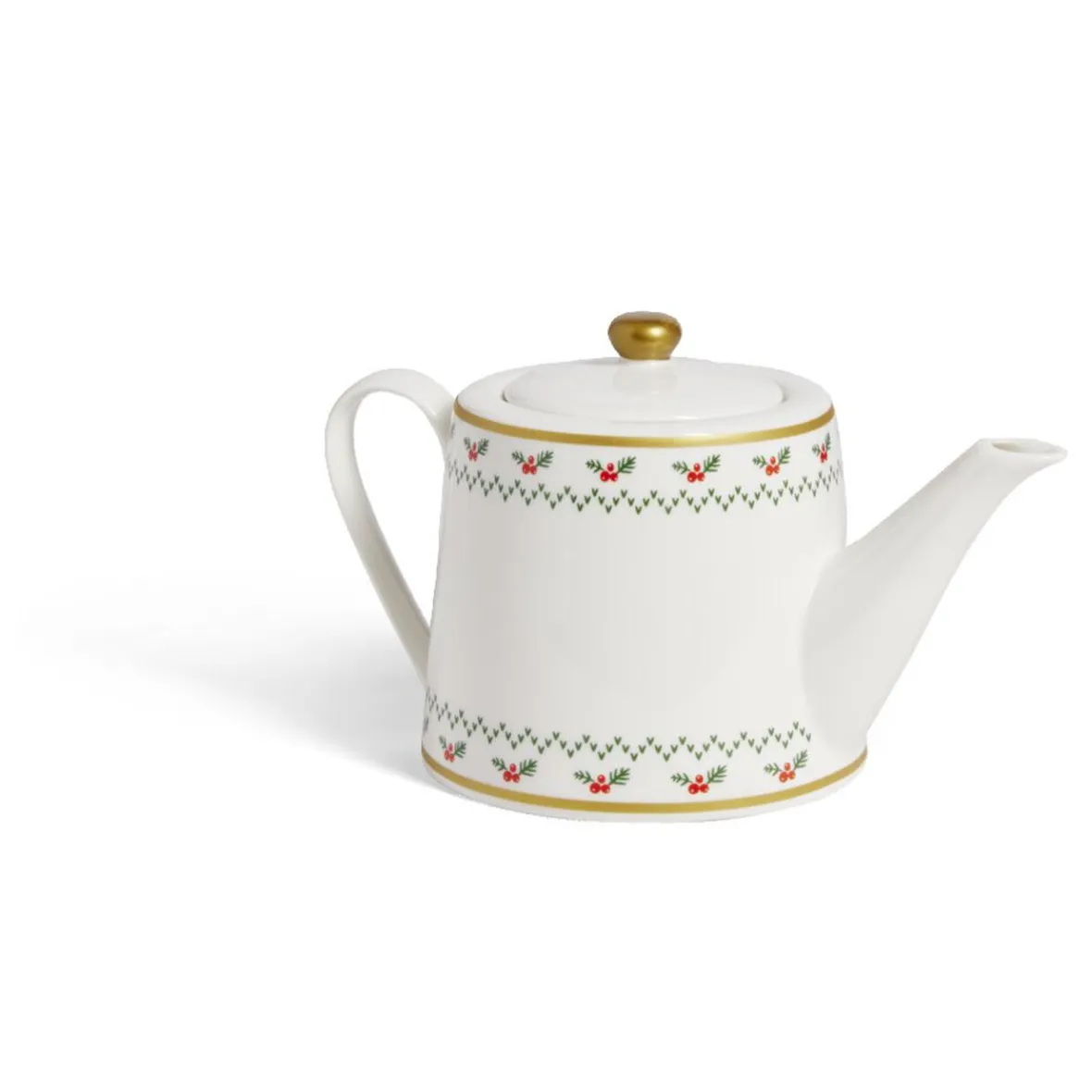 Gifi Theière de Noël 1,2L blanche et dorée motifs houx| Vaisselle Et Accessoires De Table