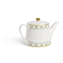 Gifi Theière de Noël 1,2L blanche et dorée motifs houx| Vaisselle Et Accessoires De Table