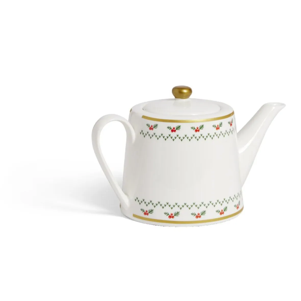 Gifi Theière de Noël 1,2L blanche et dorée motifs houx| Vaisselle Et Accessoires De Table