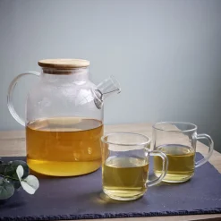 Gifi Théière en verre et bambou 1,6L| Vaisselle Et Accessoires De Table