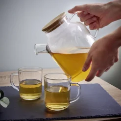 Gifi Théière en verre et bambou 1,6L| Vaisselle Et Accessoires De Table