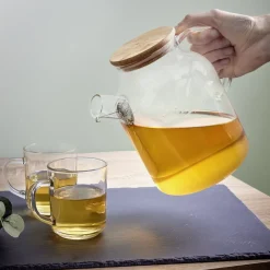 Gifi Théière en verre et bambou 1,6L| Vaisselle Et Accessoires De Table