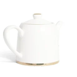Vaisselle Et Accessoires De Table<Gifi Théière 1L faïence blanc et doré Ø12xH15xm