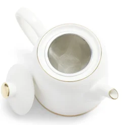 Vaisselle Et Accessoires De Table<Gifi Théière 1L faïence blanc et doré Ø12xH15xm