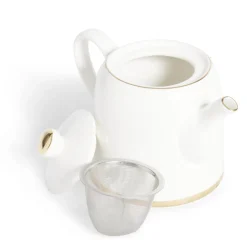 Vaisselle Et Accessoires De Table<Gifi Théière 1L faïence blanc et doré Ø12xH15xm