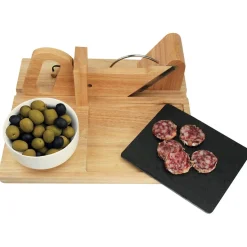 Préparation Culinaire<Gifi Trancheuse à saucisson manuelle bambou plateau ardoise