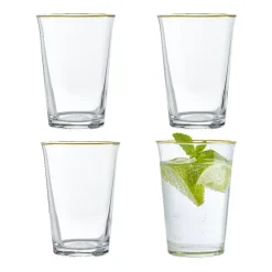 Gifi Verre à eau bord doré 29cl x4| Vaisselle Et Accessoires De Table