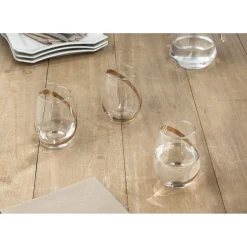 Gifi Verre à eau transparent motif ruban doré x3| Vaisselle Et Accessoires De Table